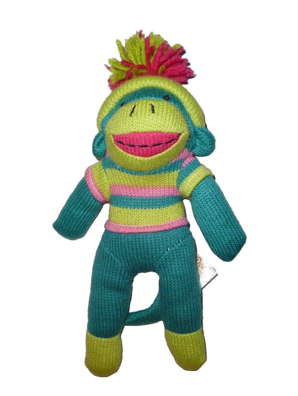 DANDEE DAN DEE COLLECTORS CHOICE STUFFED PLUSH SWEATER KNIT SOCK MONKEY TEAL
